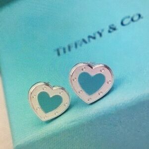 Tiffany & Co Silver and Blue Heart Earrings